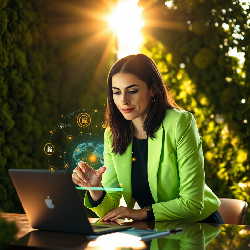 Tech Entrepreneur in a Neon-green Cropped Blazer Leans ...