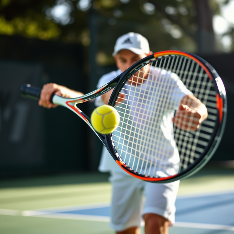 Tennis Racket Hitting Ball with Power and Precision