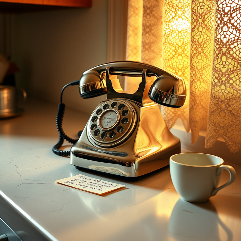 Tilted Close-up Shot of a 1950s Chrome-plated Rotary Ph...