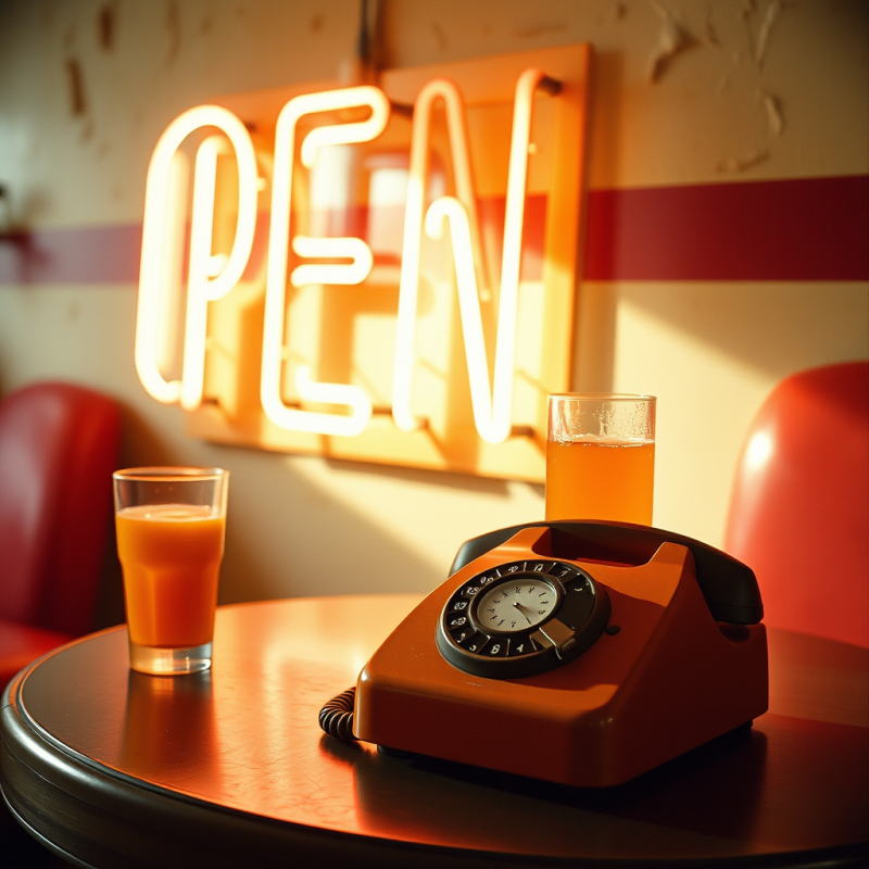 Tilted Close-up Shot of a 1950s Rotary Telephone with C...