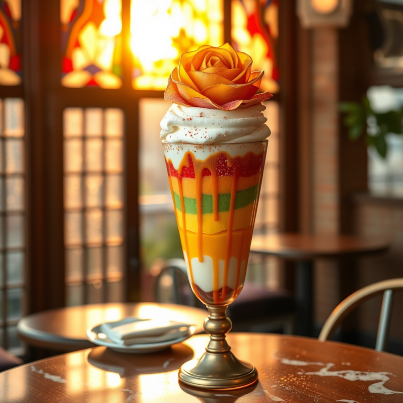 Colorful Dessert with Rose Petal