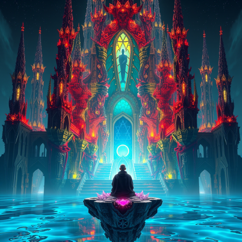 Towering Biomechanical Cathedral Floats Suspended Above...