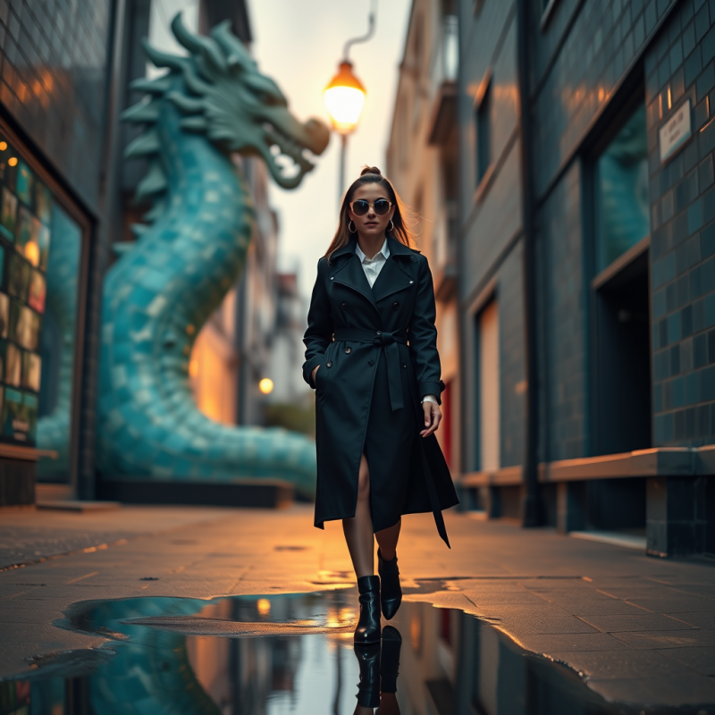 Towering Ceramic Sculpture of a Dragon Made from Cracke...