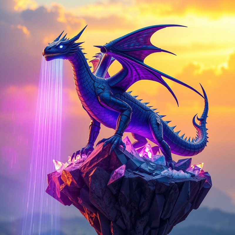 Towering Cybernetic Dragon with Iridescent