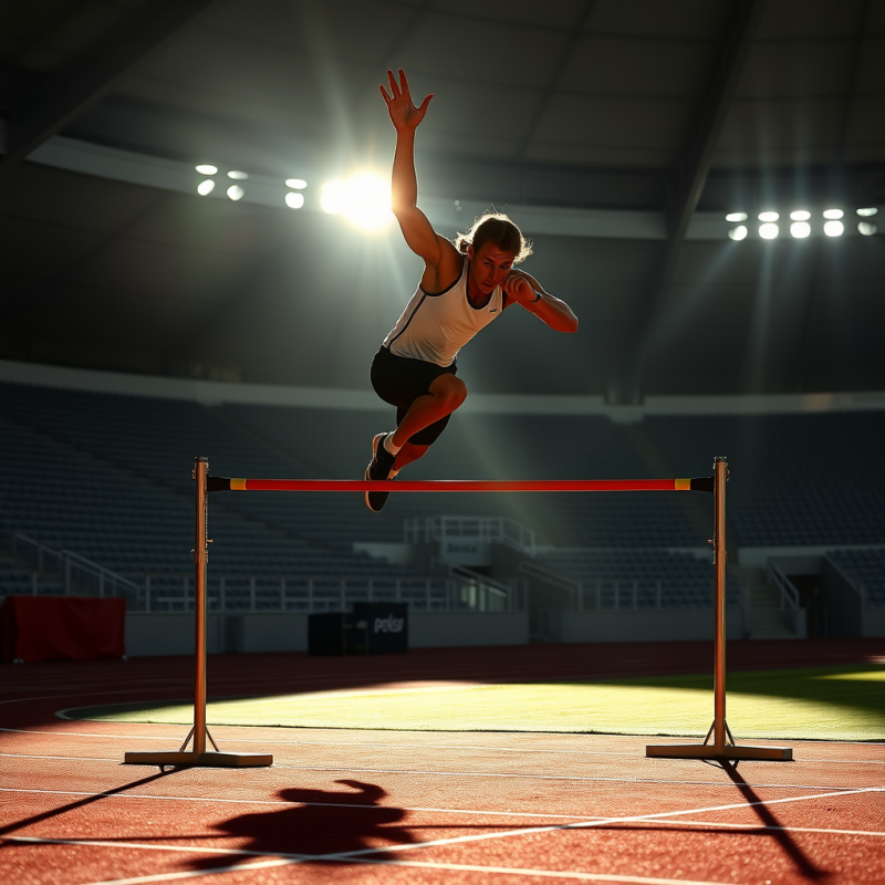 Track And Field Athlete Clearing High Jump Bar