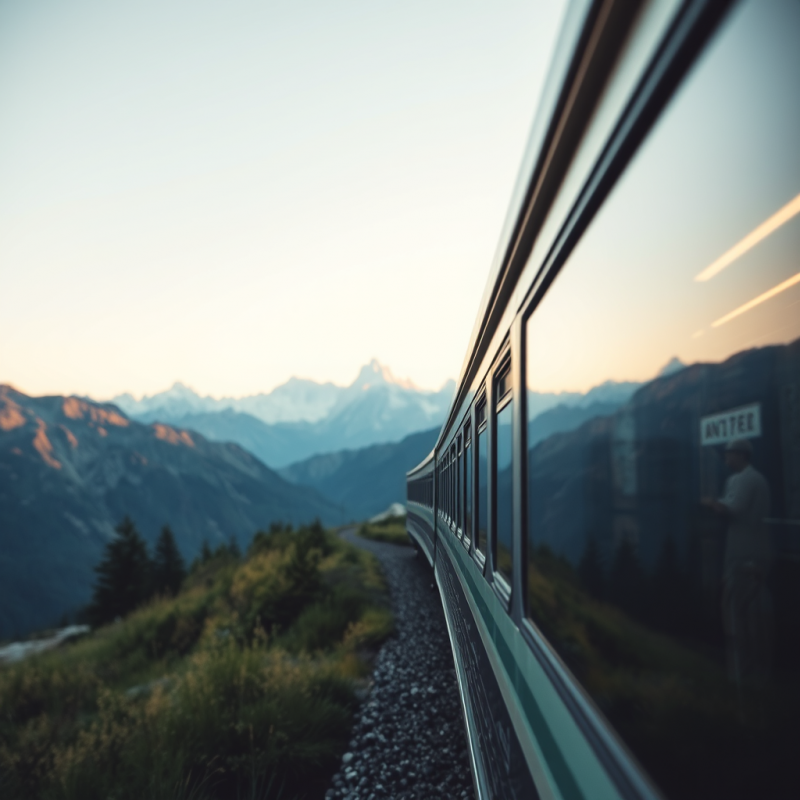 Train Traveling Through Scenic Mountain Landscape Journey