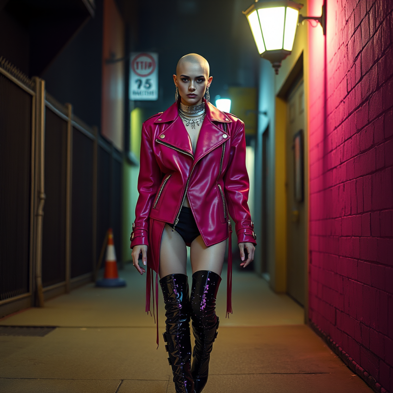 Transgender Model with a Shaved Scalp and Intricate Sil...