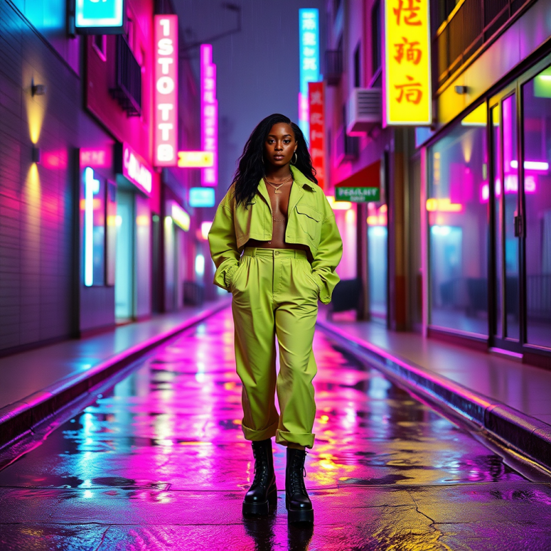 Transgender Model with Glittered Bronze Skin Stands Mid...