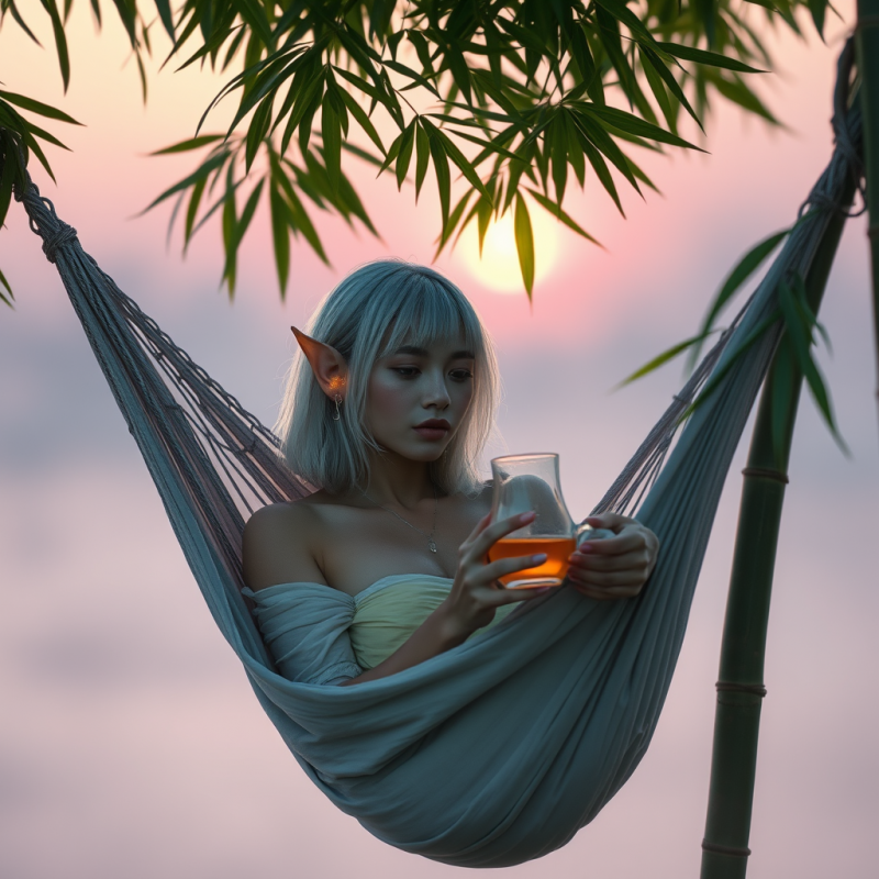 Transgender Person with Metallic Silver Hair Draped in ...