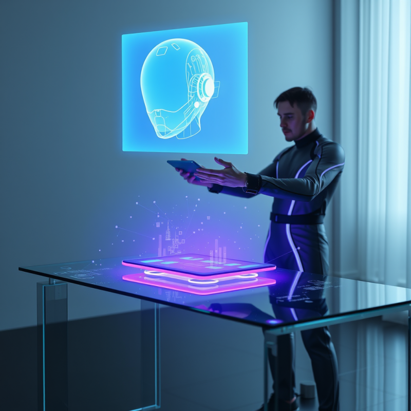 Translucent Ai Holographic Assistant Floats Above a Min...