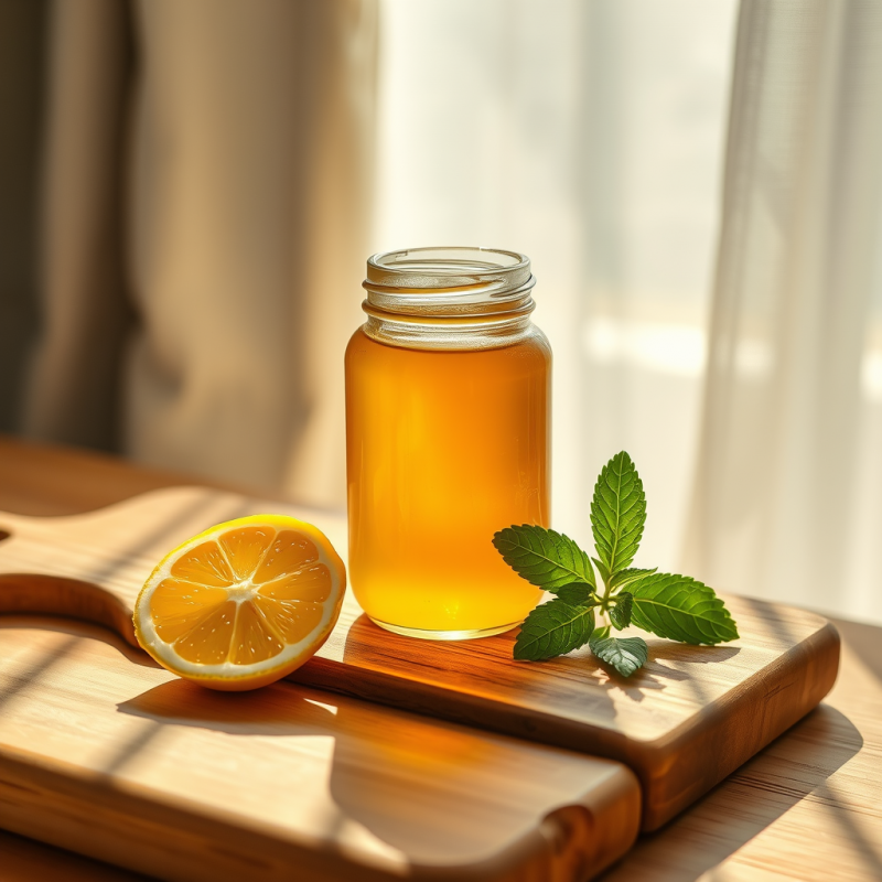 Translucent Amber Glass Jar Filled with Glowing Golden ...