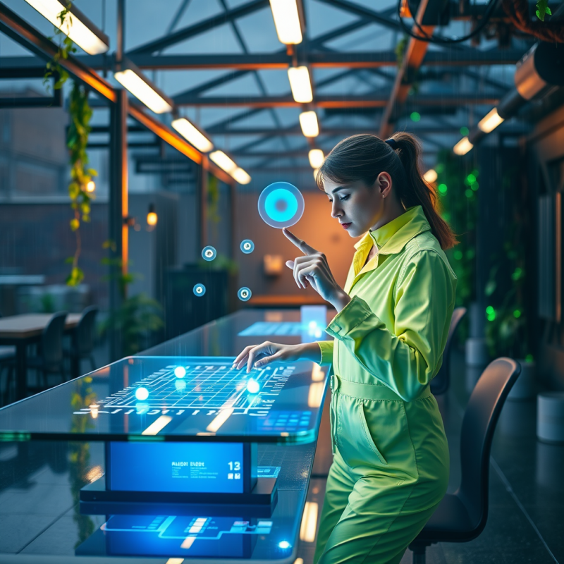 Translucent Blue Holographic Interface Floats Above a C...