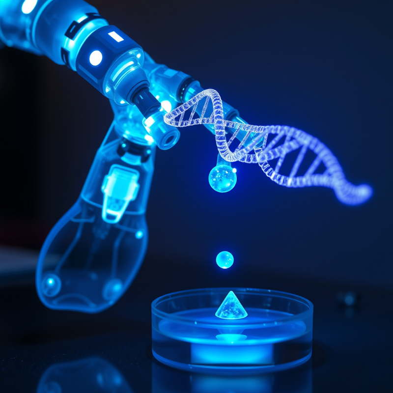 Translucent Blue-tinted Robotic Arm