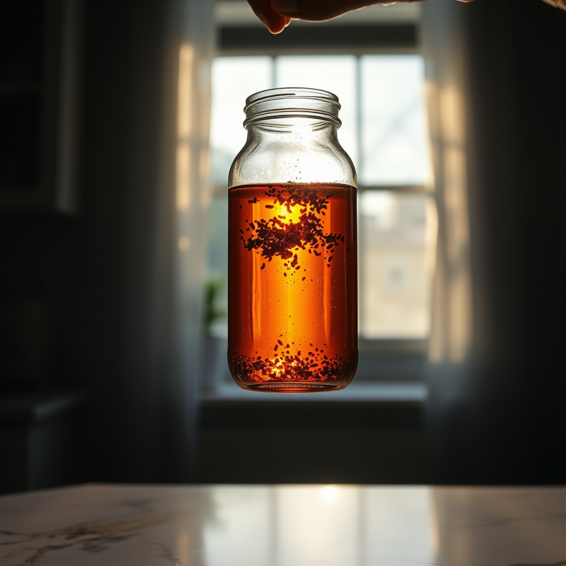 Translucent Glass Jar Filled with Glowing Amber Liquid ...