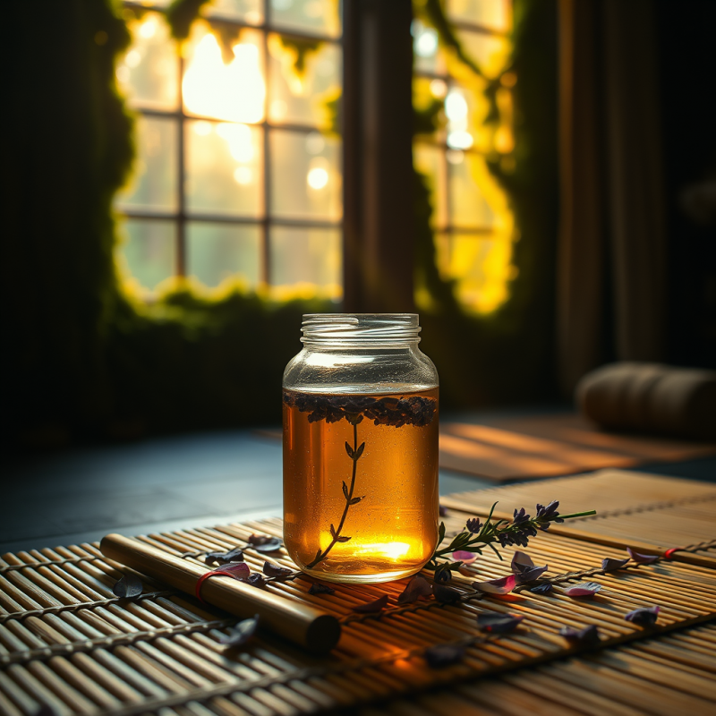 Translucent Glass Jar Filled with Glowing Amber Liquid ...