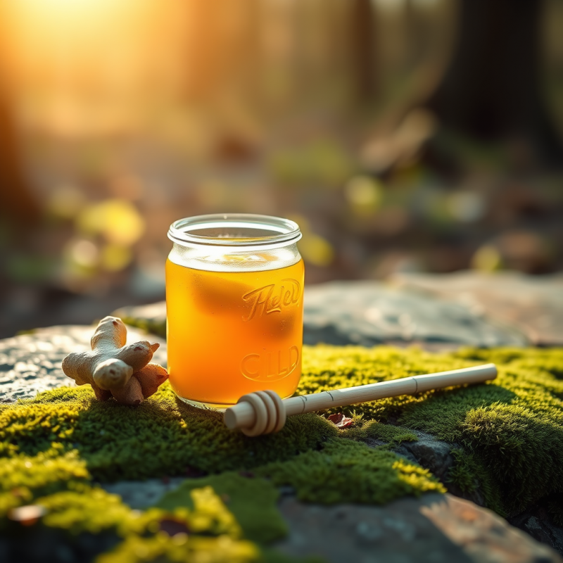 Translucent Glass Jar Filled with Vibrant Turmeric-hone...