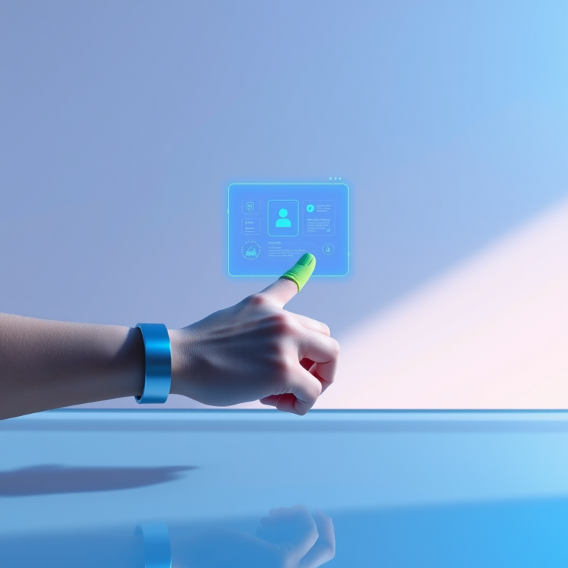 Translucent Holographic Ai Assistant Floating Above a G...