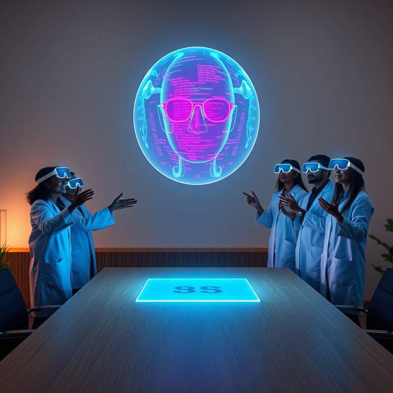 Translucent Holographic Ai Assistant Floats Mid-air Abo...