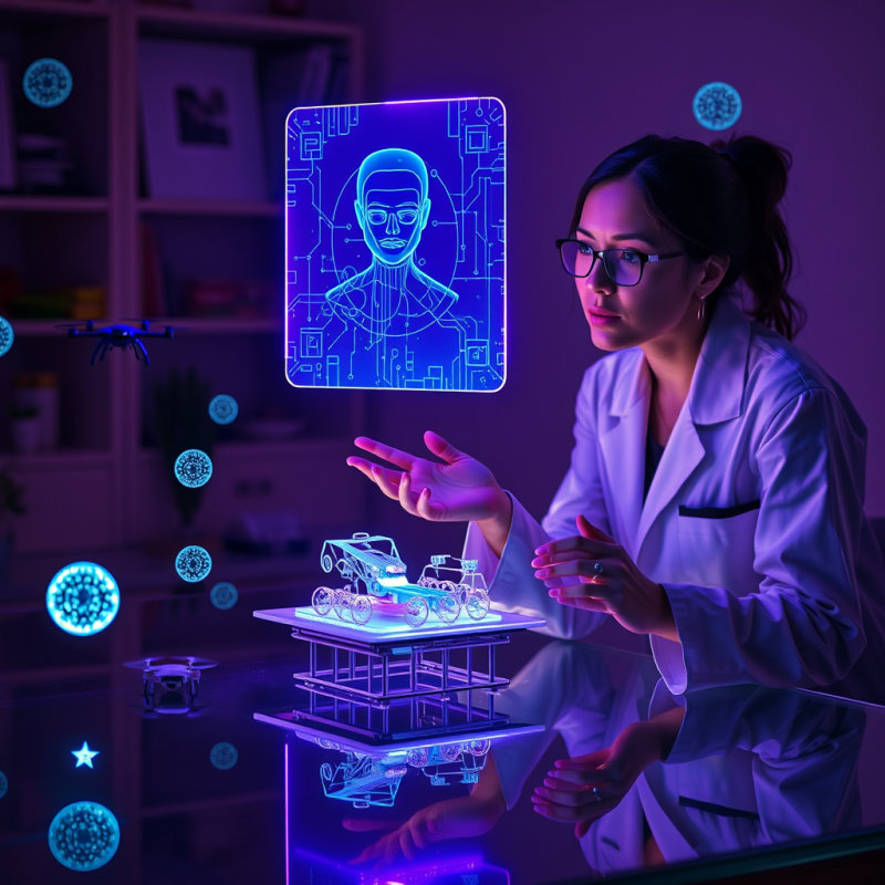 Translucent Holographic Ai Assistant Floats Mid-air Abo...