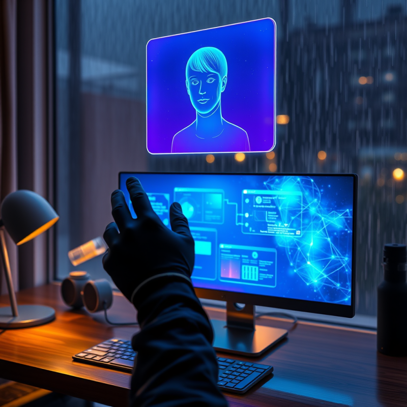 Translucent Holographic Ai Assistant Floats Mid-air Abo...