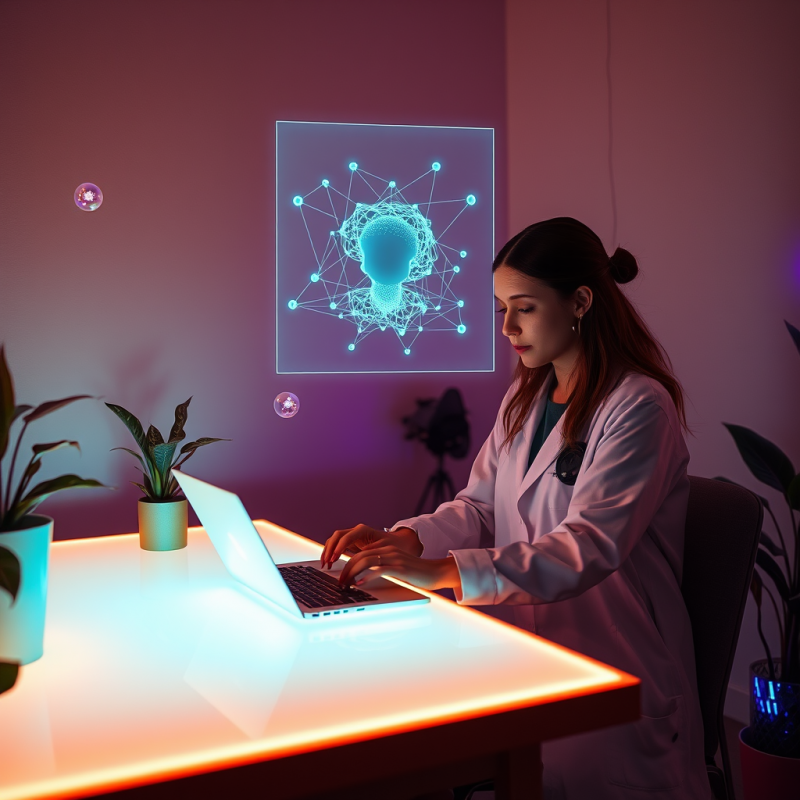 Translucent Holographic Ai Assistant Floats Mid-air Abo...