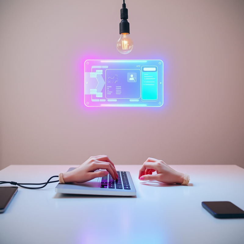 Translucent Holographic Ai Assistant Floats Mid-air Abo...