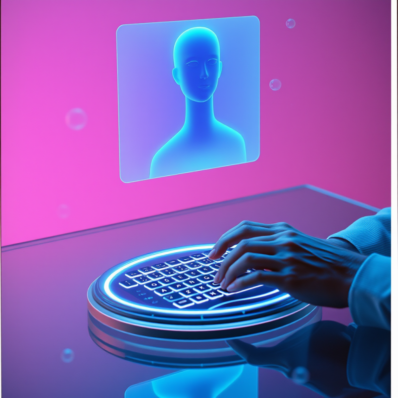 Translucent Holographic Ai Assistant Floats Mid-air Abo...