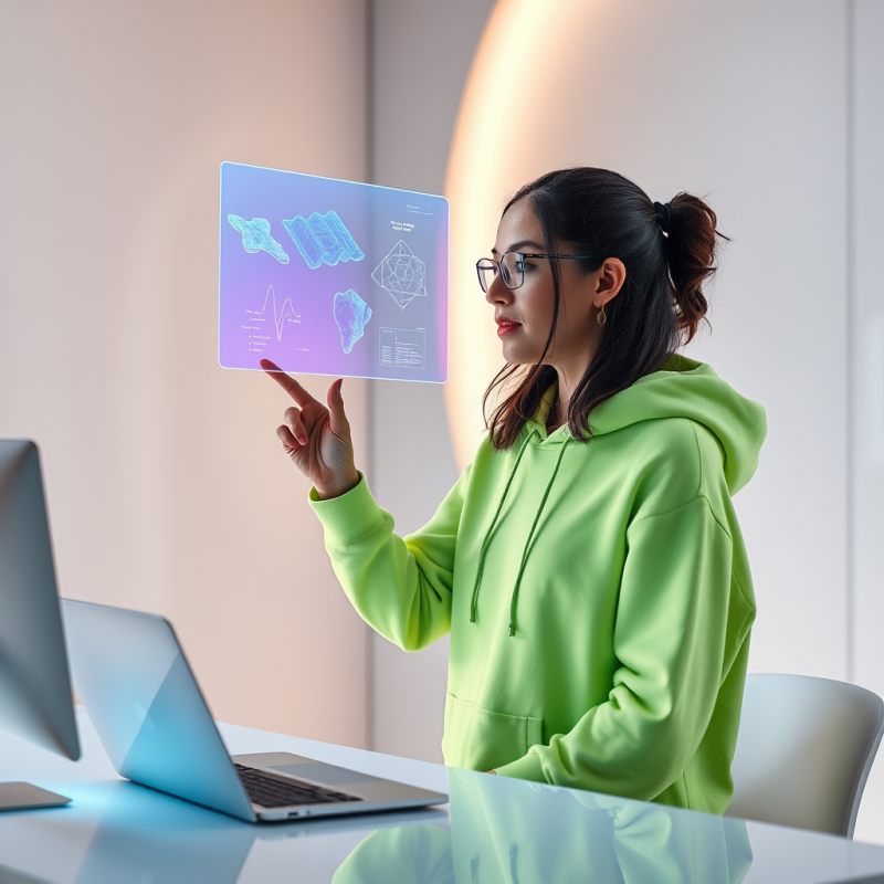 Translucent Holographic Ai Assistant Floats Mid-air Abo...