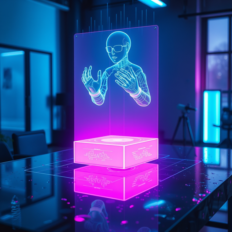 Translucent Holographic Ai Assistant Floats Mid-air Abo...