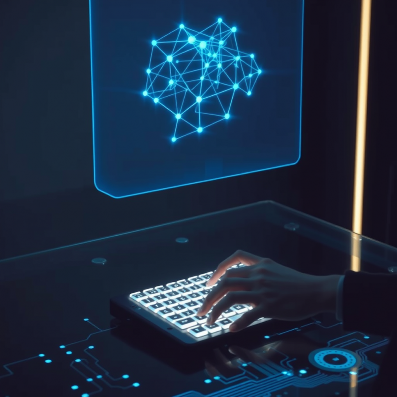 Translucent Holographic Ai Assistant Projects a Floatin...