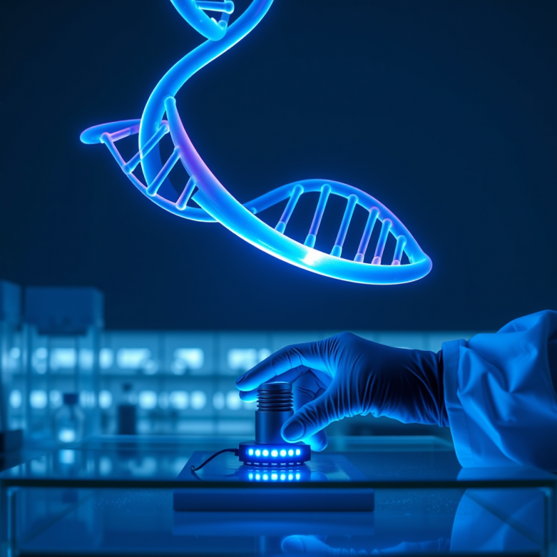 Translucent Holographic Dna Double Helix Spirals Upward...