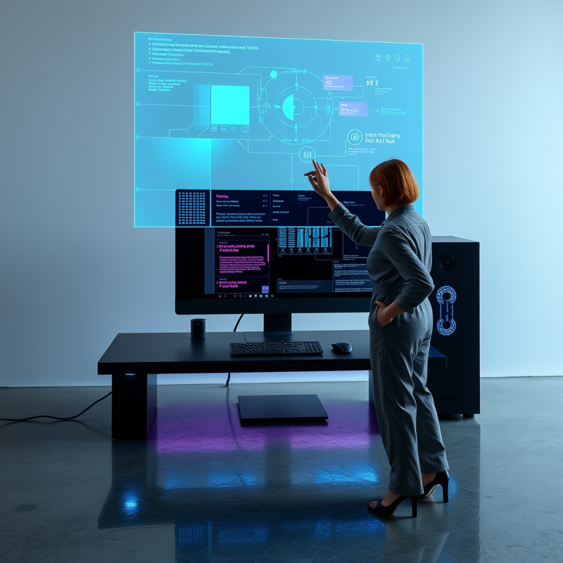 Translucent Holographic Interface Floats Above a Sleek