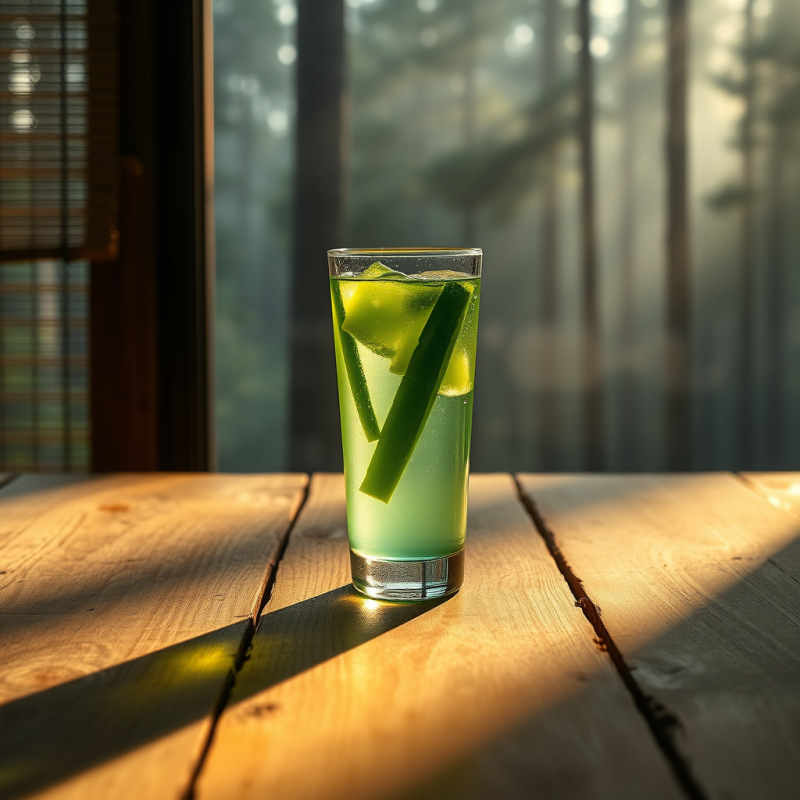 Translucent Jade-green Glass Filled with Glowing Aloe V...