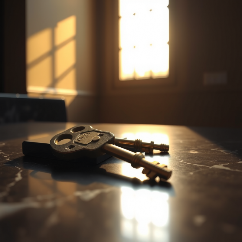 Two Vintage-style Keys Rest on a Polished Marble