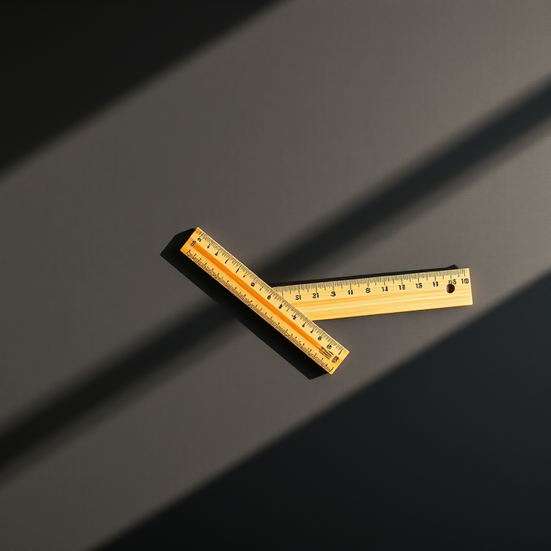 Two Wooden Rulers Intersect at an Angle on a Textured