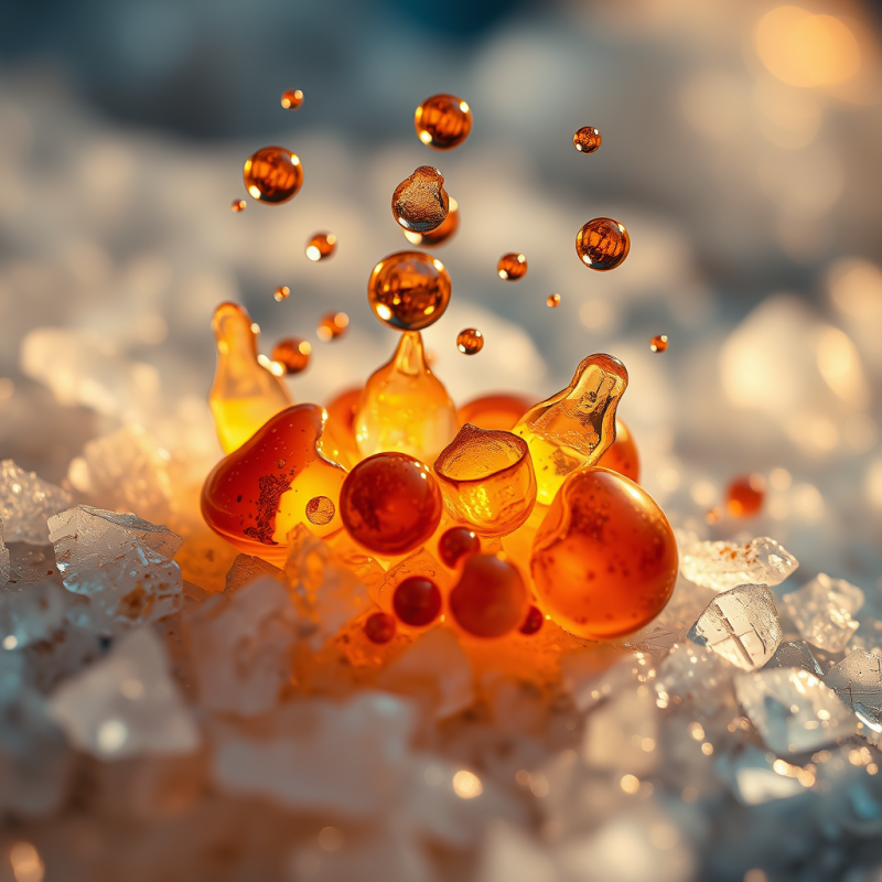 Ultra-close Macro Of Molten Copper Droplets Fracturing On...