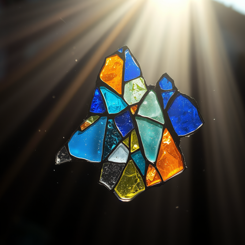 Ultra-close-up Macro Shot of Fractured Stained Glass Cath...