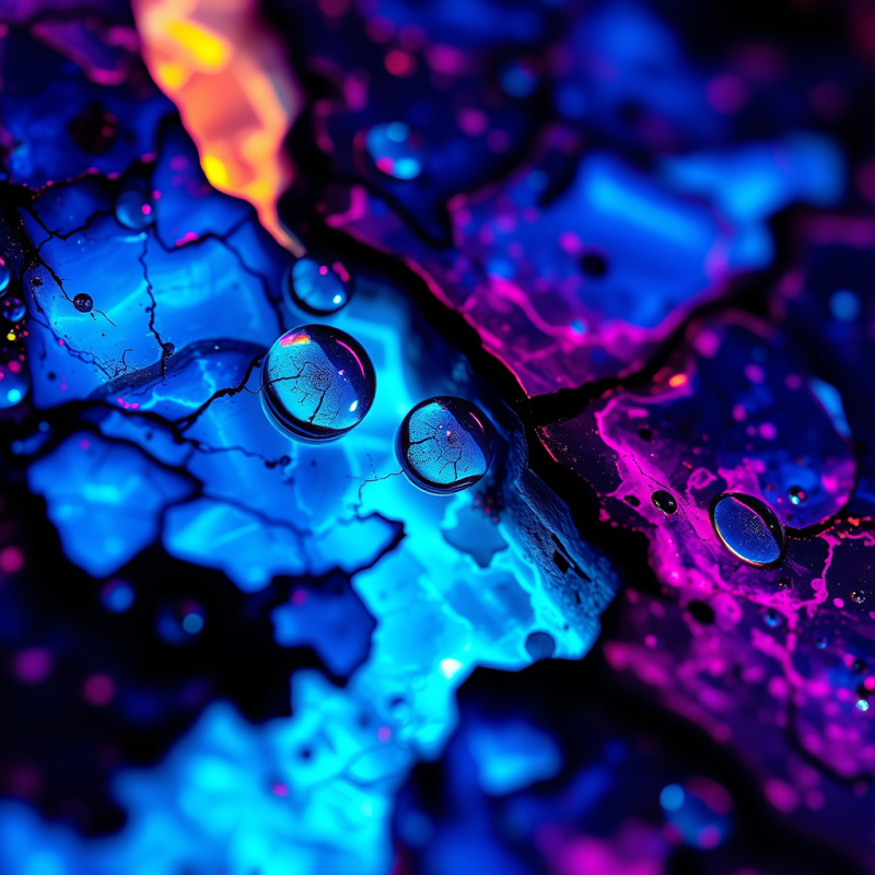 Ultra-macro Close-up of a Fractured Obsidian Surface Unde...