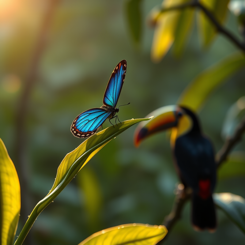 Vibrant Blue Butterfly Perches Delicately on a
