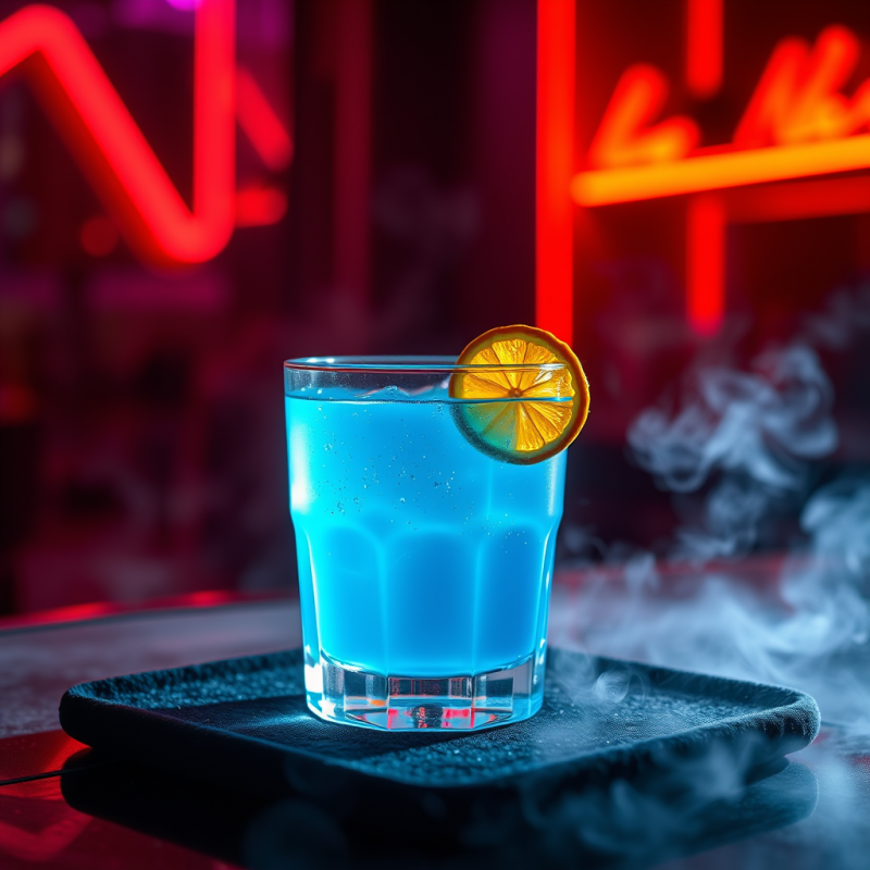 Vibrant Blue Cocktail Garnished with a Citrus Slice