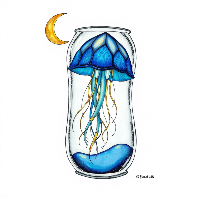 Vibrant Blue Jellyfish Floats Gracefully Inside a