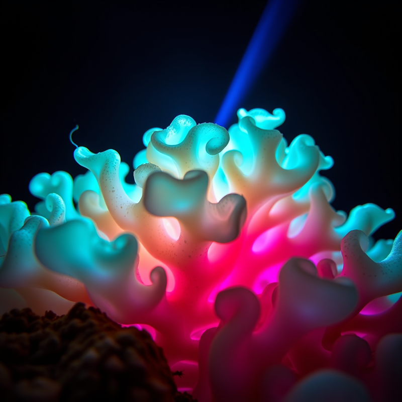 Vibrant Neon Coral with Glowing Blue and Pink Hues