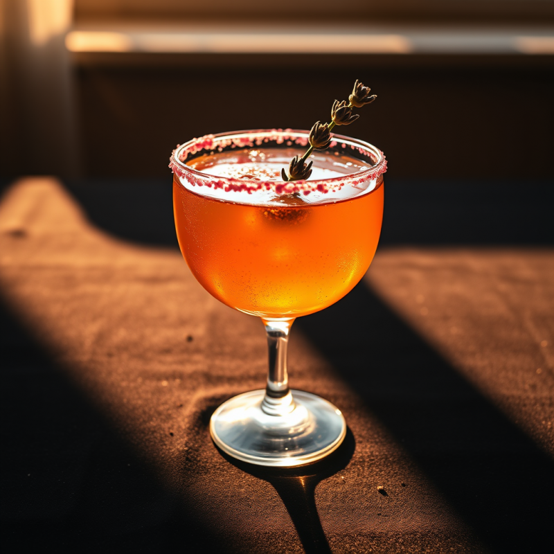 Vibrant Orange Cocktail in a Coupe Glass, Rimmed