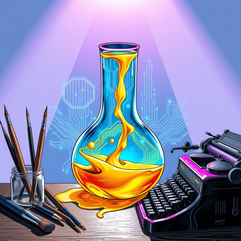 Vibrant, Stylized Illustration Shows Golden Liquid