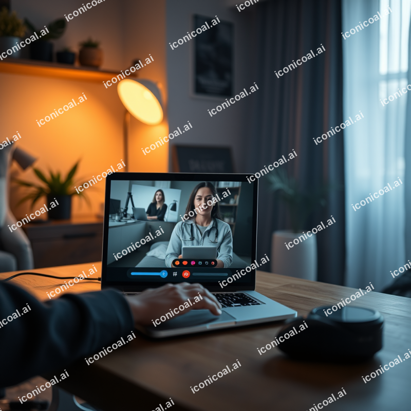 Video Call On Laptop Work From Home Technology