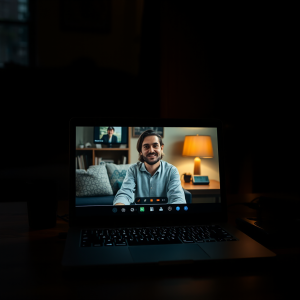 Video Call On Laptop Work From Home Technology