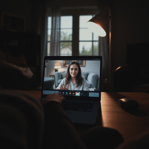 Video Call On Laptop Work From Home Technology