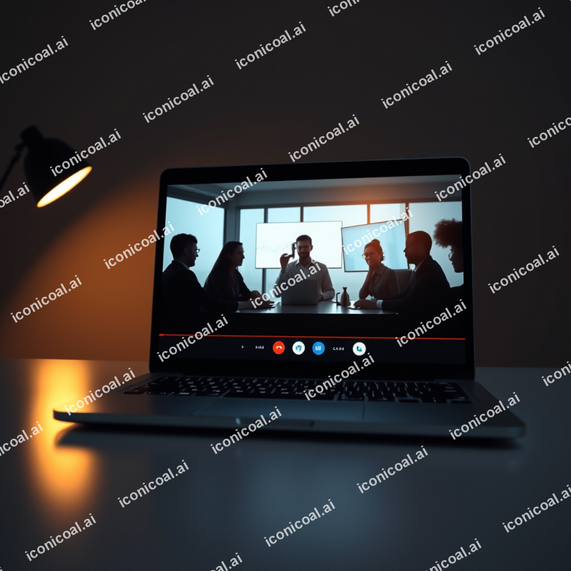 Video Conference Call On Laptop Screen Showing Remote Tea...