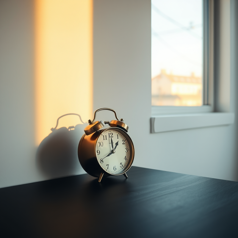 Vintage Brass Alarm Clock Sits on a Dark Table,