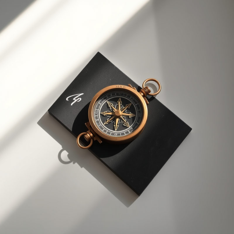 Vintage Brass Compass Rests Elegantly on a Black